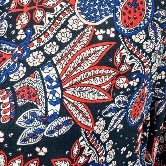 NWOT Foxcroft Red, White & Blue Paisley Collared Shirt Dress | Long Sleeves (8) - Picture 3 of 16